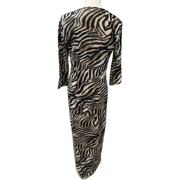 W118 BY WALTER BAKER- animal print sweater maxi dress w/ 3/4 sleeves & side slit - Picture 7 of 7
